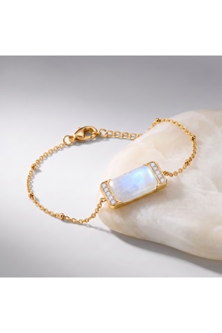 Bracciale - Placcato oro giallo e pietra di luna