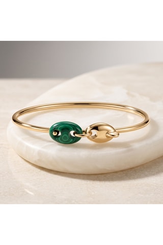Bracciale bangle - Placcato oro giallo e malachite