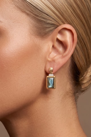 Puces - Plaqué or jaune et labradorites