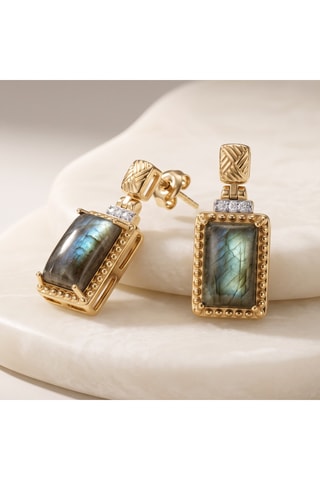 Puces - Plaqué or jaune et labradorites
