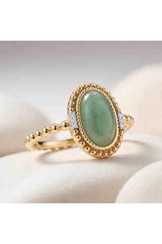 Anello - Placcato oro giallo e avventurina