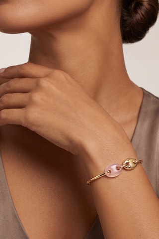 Bracciale bangle - Placcato oro giallo e calcedonio