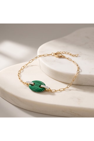 Bracciale - Placcato oro giallo e malachite