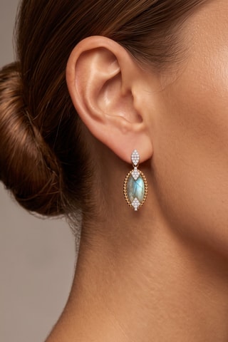 Boucles d'oreilles - Plaqué or jaune et labradorite