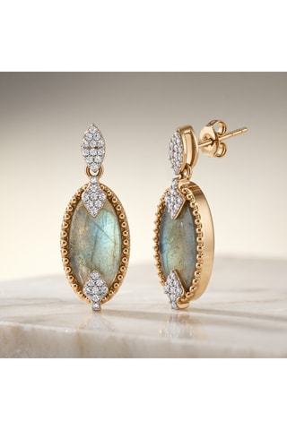 Boucles d'oreilles - Plaqué or jaune et labradorite