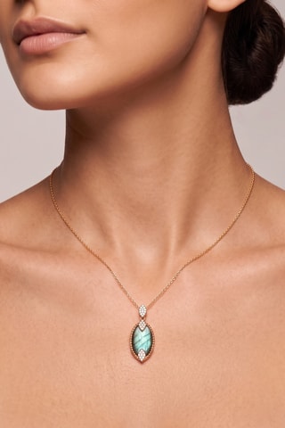 Collier - Plaqué or jaune et labradorite