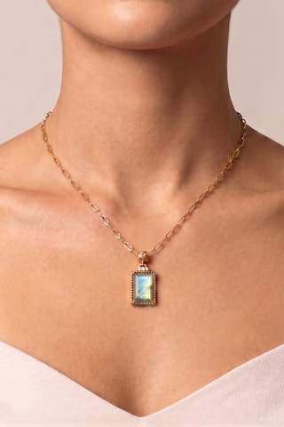 Collier - Plaqué or jaune et labradorite