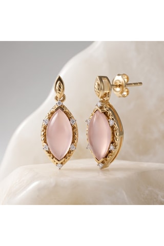 Boucles d'oreilles - Plaqué or jaune et calcédoines 