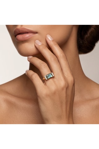 Bague - Plaqué or jaune et labradorite