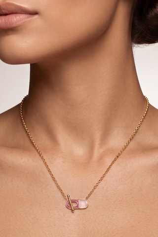 Collier - Plaqué or jaune et calcédoine 