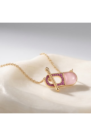 Collier - Plaqué or jaune et calcédoine 