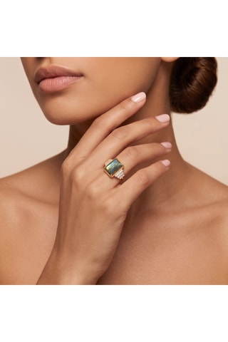 Bague - Plaqué or jaune et labradorite