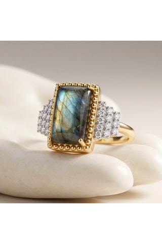 Bague - Plaqué or jaune et labradorite
