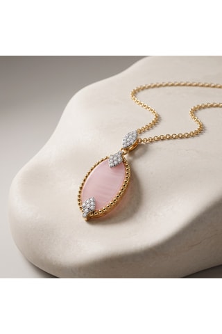 Collier - Plaqué or jaune et calcédoine