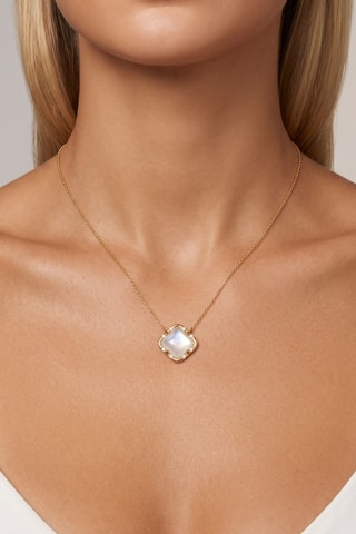 Collier - Plaqué or jaune et pierre de lune
