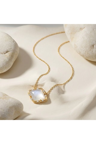 Collier - Plaqué or jaune et pierre de lune