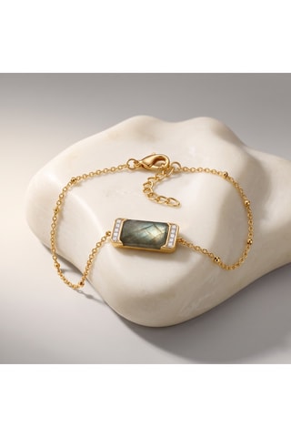 Bracciale - Placcato oro giallo e labradorite