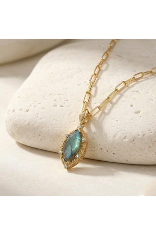 Collier - Plaqué or jaune et labradorite