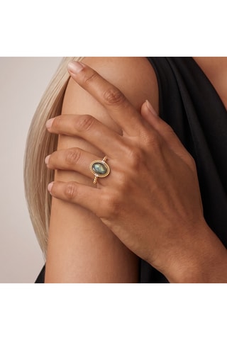 Bague - Plaqué or jaune et labradorite