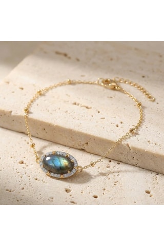 Bracciale - Placcato oro giallo e labradorite