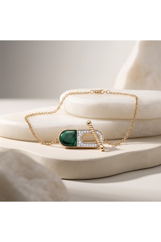 Bracciale - Placcato oro giallo e malachite