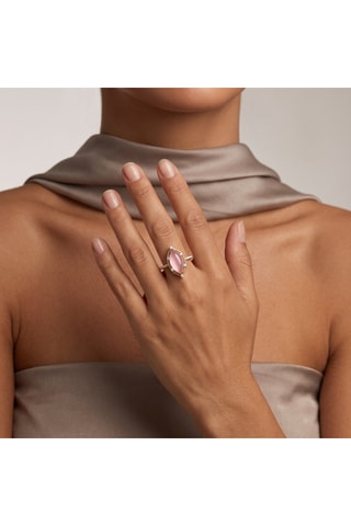 Bague - Plaqué or jaune et calcédoine 
