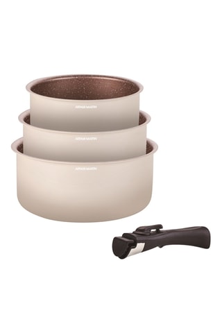 3 casseroles et 1 manche amovible 16/18/20 cm