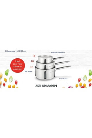 3 casseroles en acier inoxydable - 14/18/20 cm