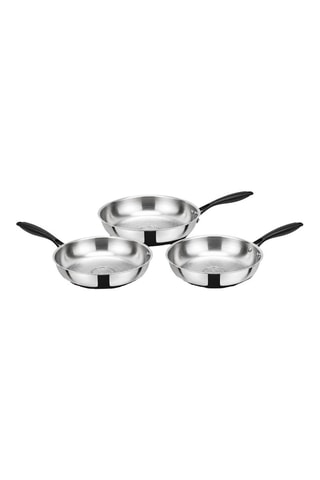 3 poêles en acier inoxydable - 20/24/ 28 cm
