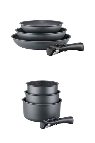 3 poêles et 3 casseroles avec poignée amovible - 20/24/28 et 16/18/20 cm