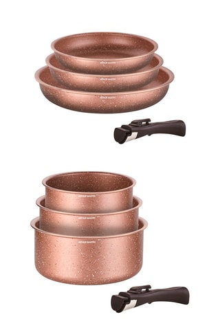 3 poêles et 3 casseroles avec poignée amovible - 20/24/28 et 16/18/20 cm