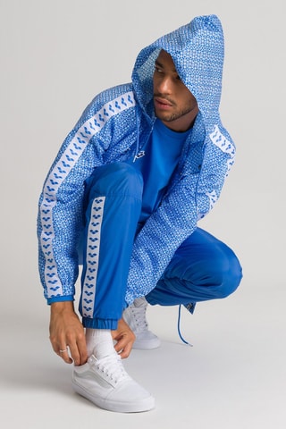 Coupe-vent à capuche - Blanc et bleu