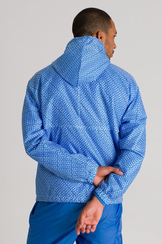 Coupe-vent à capuche - Blanc et bleu