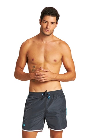 Short de bain - Blanc, noir, bleu et gris