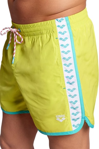 Short de bain Team Stripe - Blanc et jaune