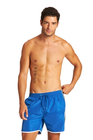 Short de bain - Blanc, bleu et vert