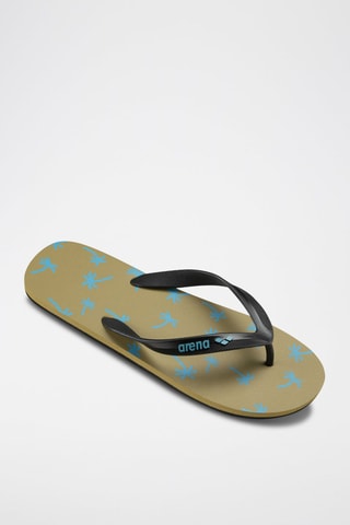 Tongs - Noir, beige et bleu