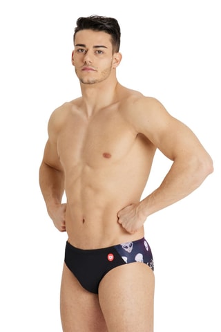 Slip de bain - Blanc, noir, violet et gris