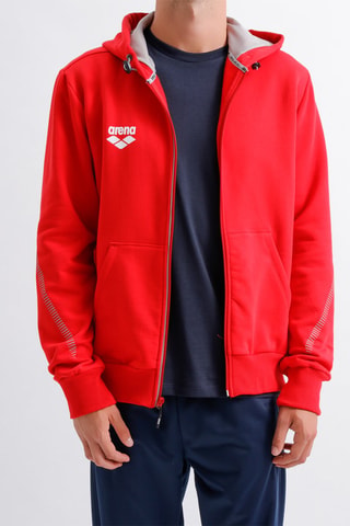 Sweat à capuche - Blanc et rouge