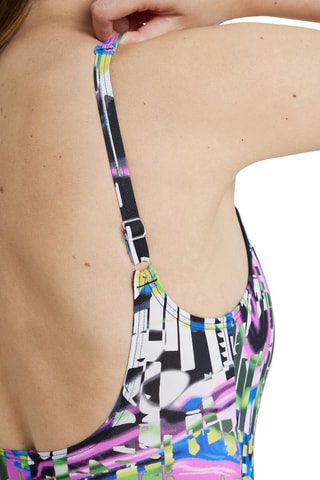 Maillot 1 pièce - Blanc, noir et violet