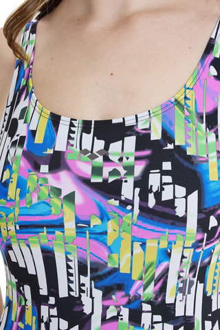 Maillot 1 pièce - Blanc, noir et violet