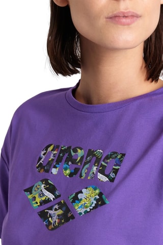 T-shirt cropped Fun Planet - Noir, bleu et violet