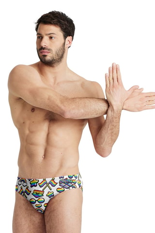 Slip de bain - Blanc, bleu, vert et jaune