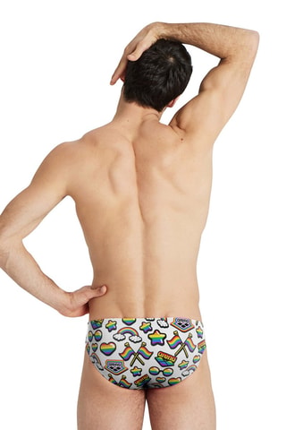 Slip de bain - Blanc, bleu, vert et jaune