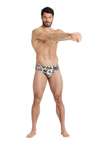 Slip de bain - Blanc, bleu, vert et jaune
