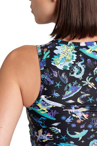 Crop top - Noir, bleu et violet