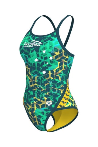 Maillot 1 pièce Icons - Blanc, bleu, vert et doré