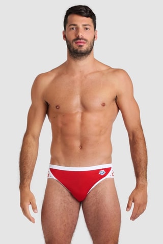 Slip de bain Icons - Blanc et rouge