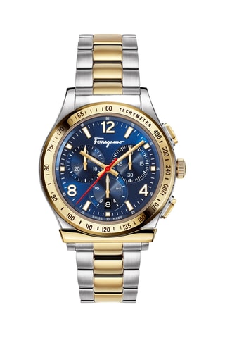 Montre à quartz en plaqué or jaune - Chronographe et tachymètre