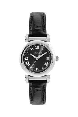 Montre à quartz en cuir - Noir et argenté